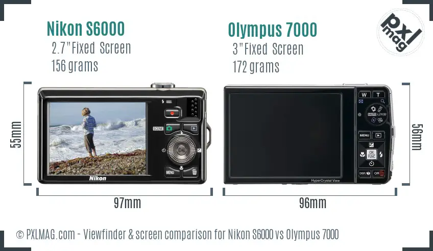 Nikon S6000 vs Olympus 7000 Screen and Viewfinder comparison