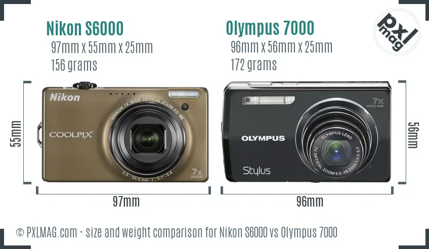 Nikon S6000 vs Olympus 7000 size comparison