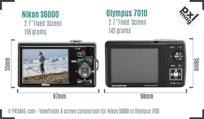 Nikon S6000 vs Olympus 7010 Screen and Viewfinder comparison