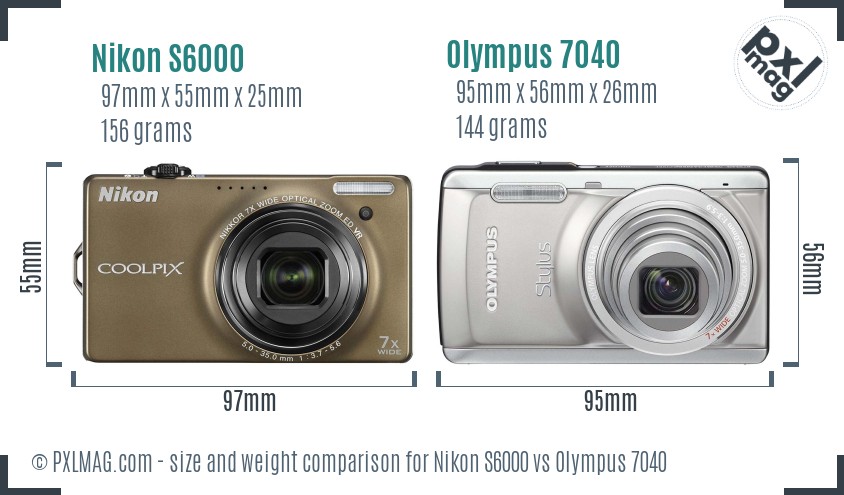 Nikon S6000 vs Olympus 7040 size comparison