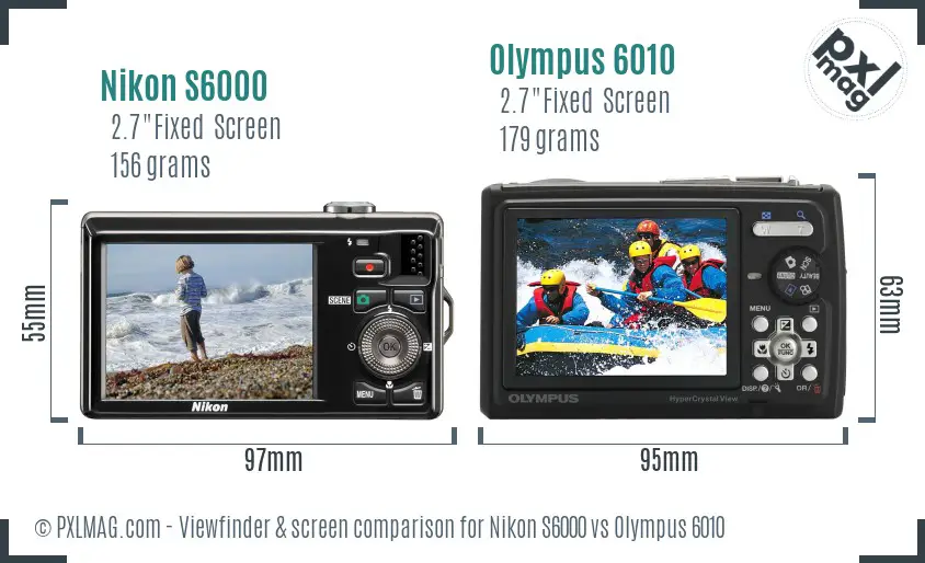 Nikon S6000 vs Olympus 6010 Screen and Viewfinder comparison Nikon S6000 vs Olympus 6010 Screen and Viewfinder comparison