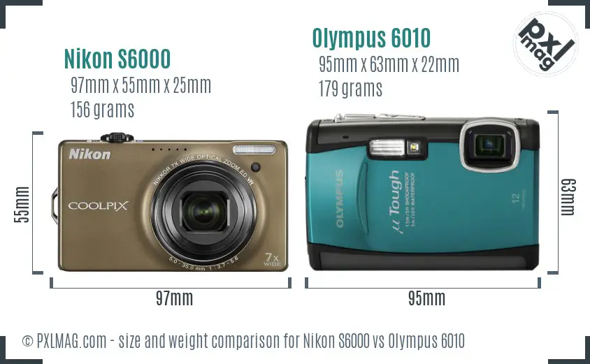 Nikon S6000 vs Olympus 6010 size comparison Nikon S6000 vs Olympus 6010 size comparison