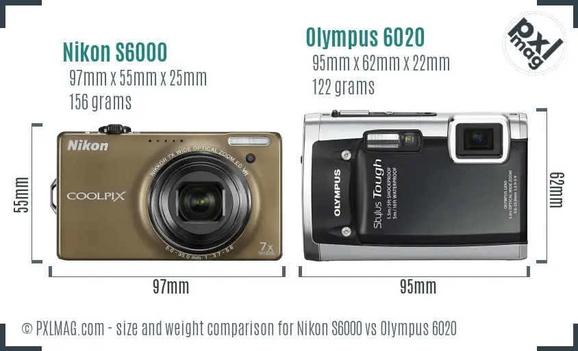 Nikon S6000 vs Olympus 6020 size comparison