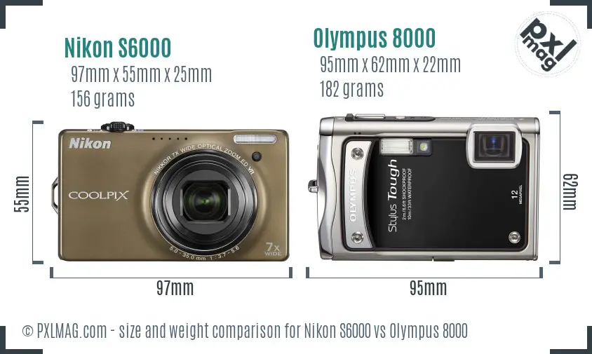 Nikon S6000 vs Olympus 8000 size comparison