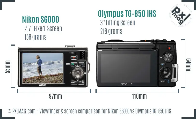 Nikon S6000 vs Olympus TG-850 iHS Screen and Viewfinder comparison Nikon S6000 vs Olympus TG-850 iHS Screen and Viewfinder comparison