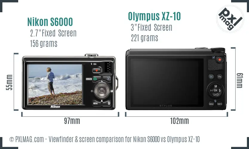Nikon S6000 vs Olympus XZ-10 Screen and Viewfinder comparison Nikon S6000 vs Olympus XZ-10 Screen and Viewfinder comparison