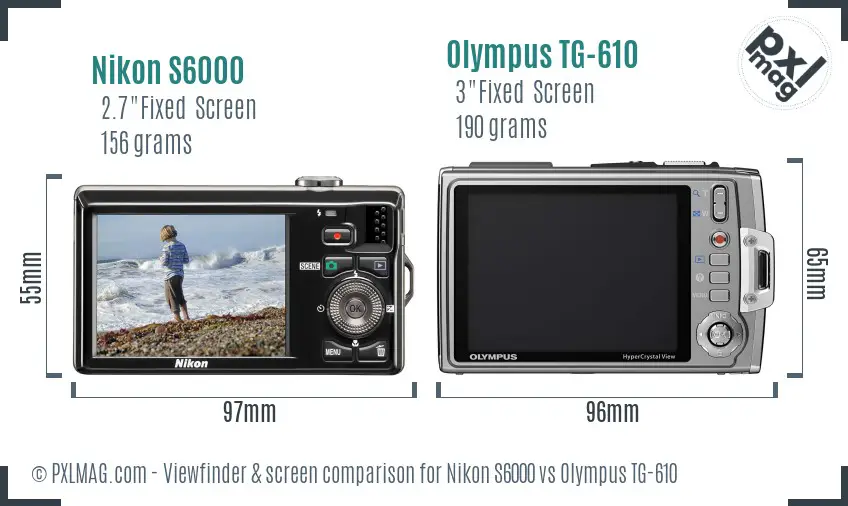 Nikon S6000 vs Olympus TG-610 Screen and Viewfinder comparison Nikon S6000 vs Olympus TG-610 Screen and Viewfinder comparison