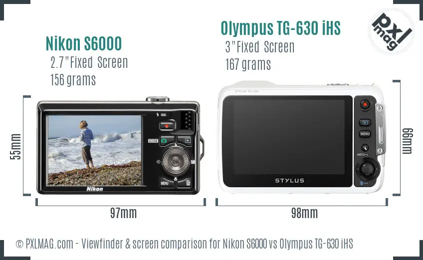 Nikon S6000 vs Olympus TG-630 iHS Screen and Viewfinder comparison