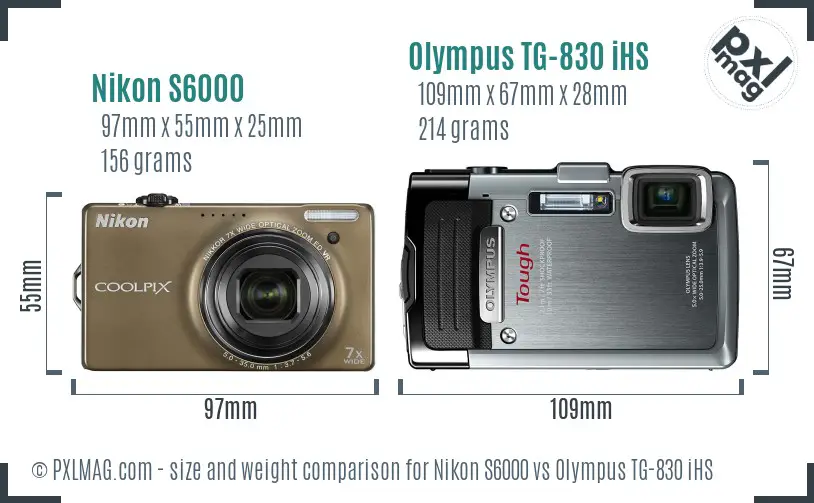 Nikon S6000 vs Olympus TG-830 iHS size comparison
