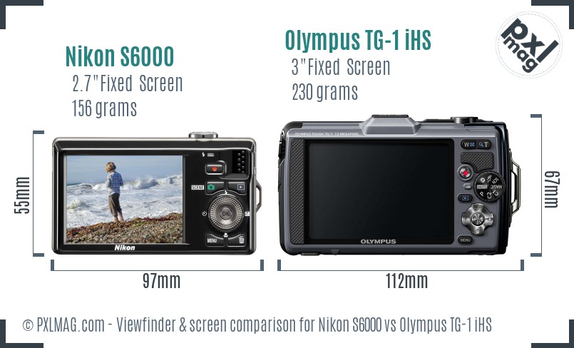Nikon S6000 vs Olympus TG-1 iHS Screen and Viewfinder comparison