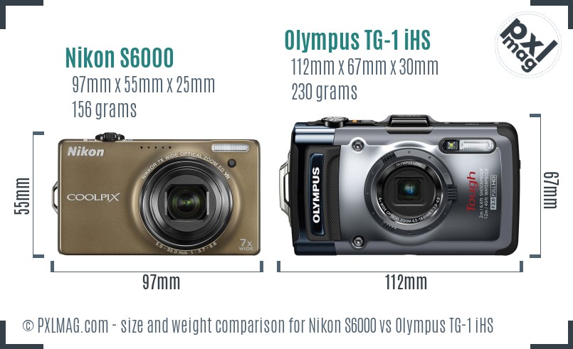 Nikon S6000 vs Olympus TG-1 iHS size comparison