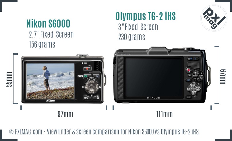 Nikon S6000 vs Olympus TG-2 iHS Screen and Viewfinder comparison