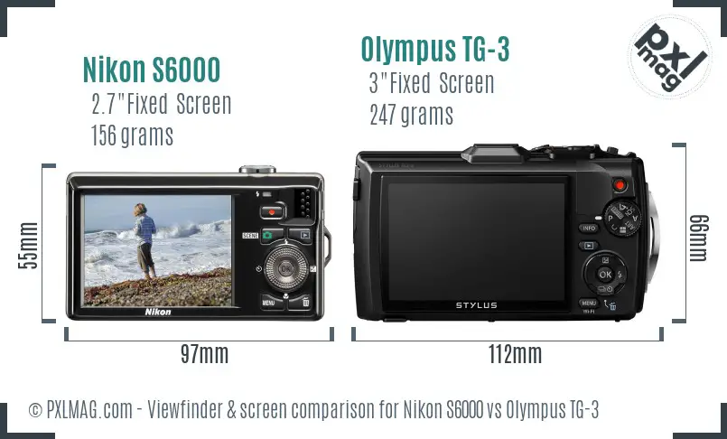 Nikon S6000 vs Olympus TG-3 Screen and Viewfinder comparison Nikon S6000 vs Olympus TG-3 Screen and Viewfinder comparison