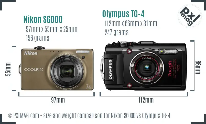 Nikon S6000 vs Olympus TG-4 size comparison Nikon S6000 vs Olympus TG-4 size comparison