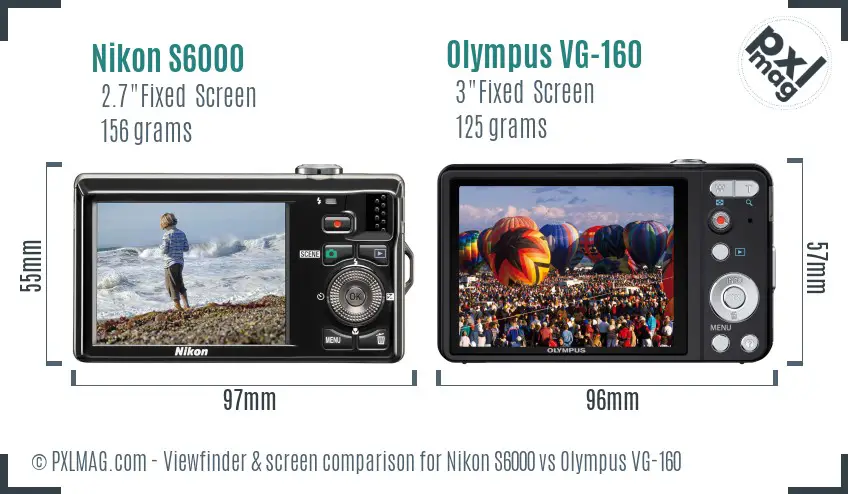 Nikon S6000 vs Olympus VG-160 Screen and Viewfinder comparison Nikon S6000 vs Olympus VG-160 Screen and Viewfinder comparison