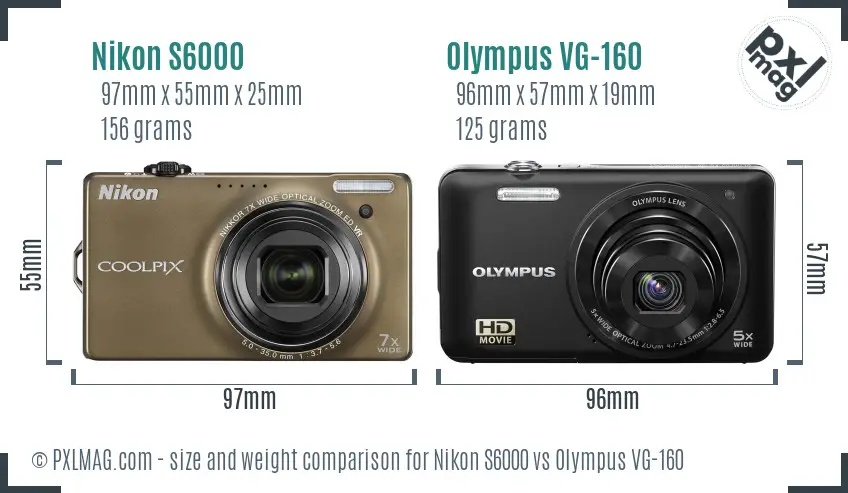 Nikon S6000 vs Olympus VG-160 size comparison Nikon S6000 vs Olympus VG-160 size comparison