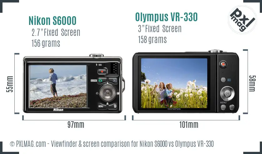 Nikon S6000 vs Olympus VR-330 Screen and Viewfinder comparison Nikon S6000 vs Olympus VR-330 Screen and Viewfinder comparison