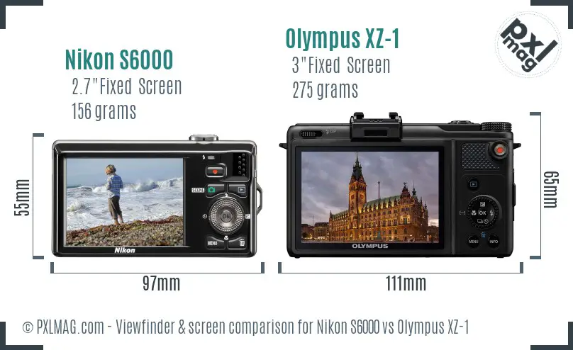 Nikon S6000 vs Olympus XZ-1 Screen and Viewfinder comparison