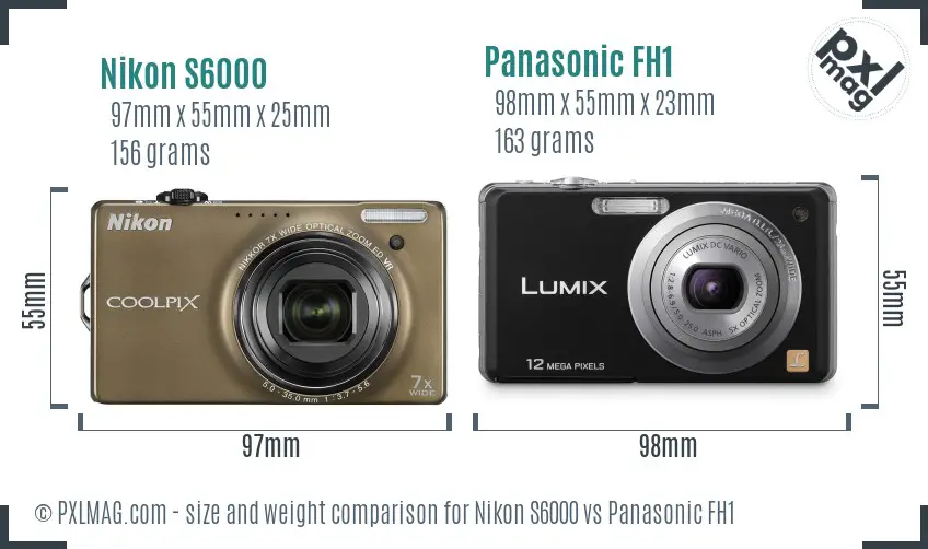 Nikon S6000 vs Panasonic FH1 size comparison Nikon S6000 vs Panasonic FH1 size comparison
