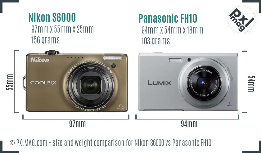 Nikon S6000 vs Panasonic FH10 size comparison Nikon S6000 vs Panasonic FH10 size comparison
