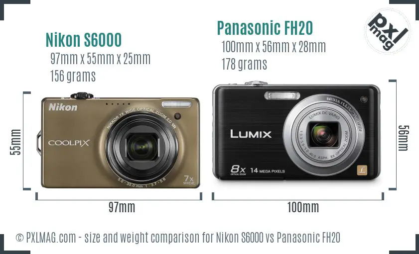 Nikon S6000 vs Panasonic FH20 size comparison Nikon S6000 vs Panasonic FH20 size comparison