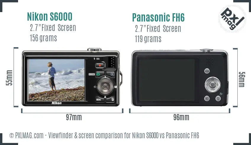 Nikon S6000 vs Panasonic FH6 Screen and Viewfinder comparison