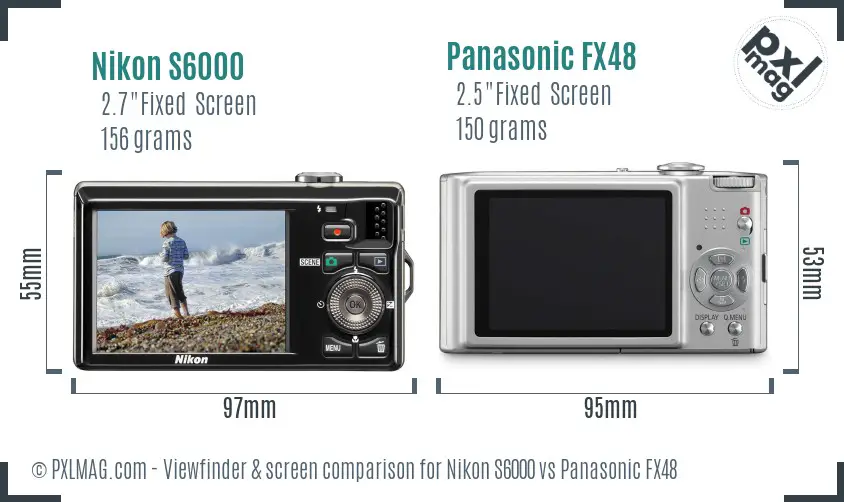 Nikon S6000 vs Panasonic FX48 Screen and Viewfinder comparison Nikon S6000 vs Panasonic FX48 Screen and Viewfinder comparison