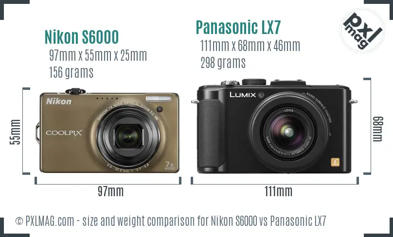 Nikon S6000 vs Panasonic LX7 size comparison