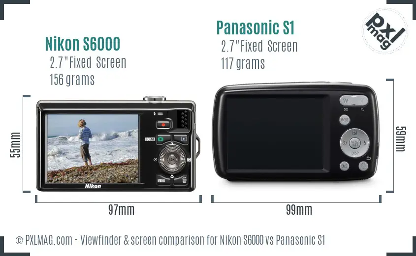 Nikon S6000 vs Panasonic S1 Screen and Viewfinder comparison Nikon S6000 vs Panasonic S1 Screen and Viewfinder comparison