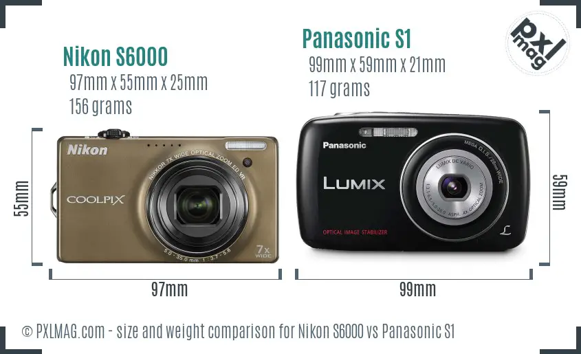 Nikon S6000 vs Panasonic S1 size comparison Nikon S6000 vs Panasonic S1 size comparison