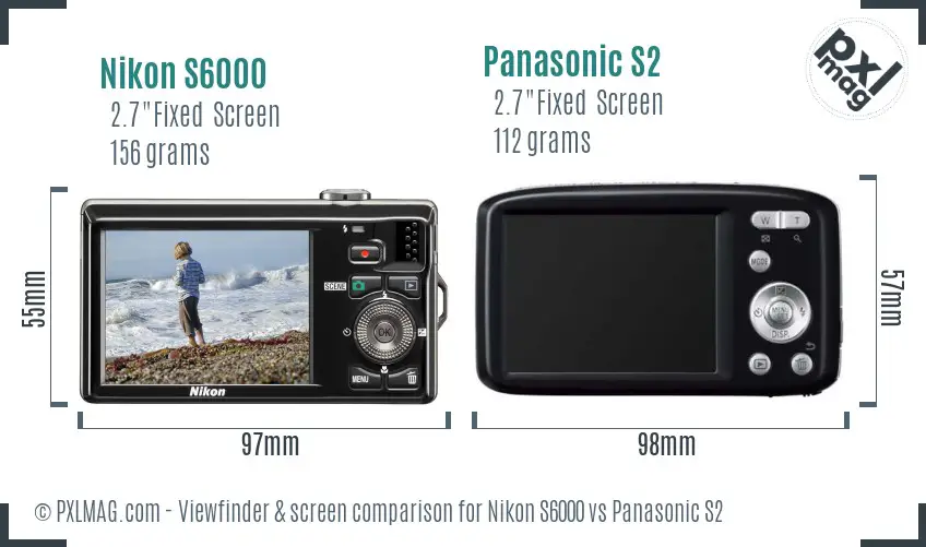 Nikon S6000 vs Panasonic S2 Screen and Viewfinder comparison