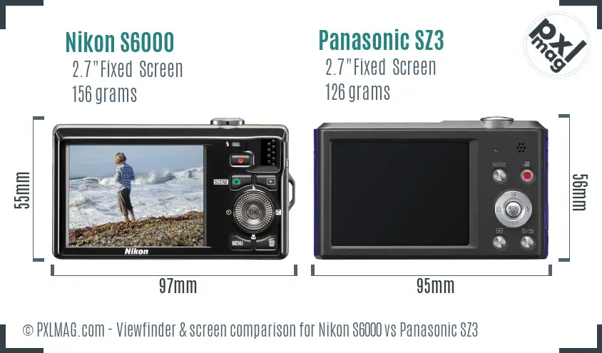 Nikon S6000 vs Panasonic SZ3 Screen and Viewfinder comparison Nikon S6000 vs Panasonic SZ3 Screen and Viewfinder comparison