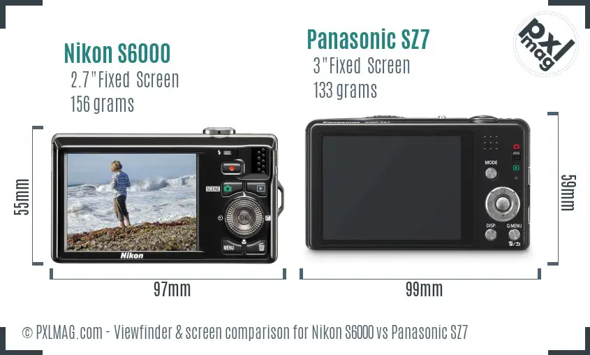 Nikon S6000 vs Panasonic SZ7 Screen and Viewfinder comparison