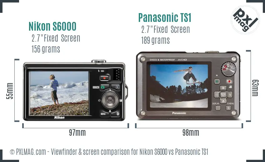 Nikon S6000 vs Panasonic TS1 Screen and Viewfinder comparison