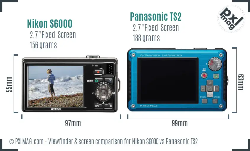 Nikon S6000 vs Panasonic TS2 Screen and Viewfinder comparison