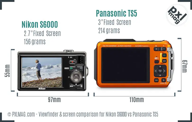 Nikon S6000 vs Panasonic TS5 Screen and Viewfinder comparison