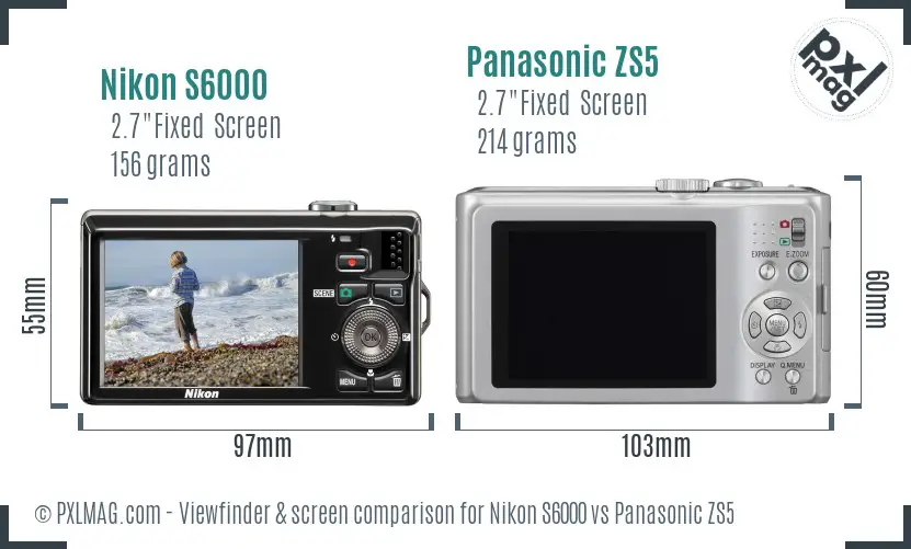 Nikon S6000 vs Panasonic ZS5 Screen and Viewfinder comparison Nikon S6000 vs Panasonic ZS5 Screen and Viewfinder comparison