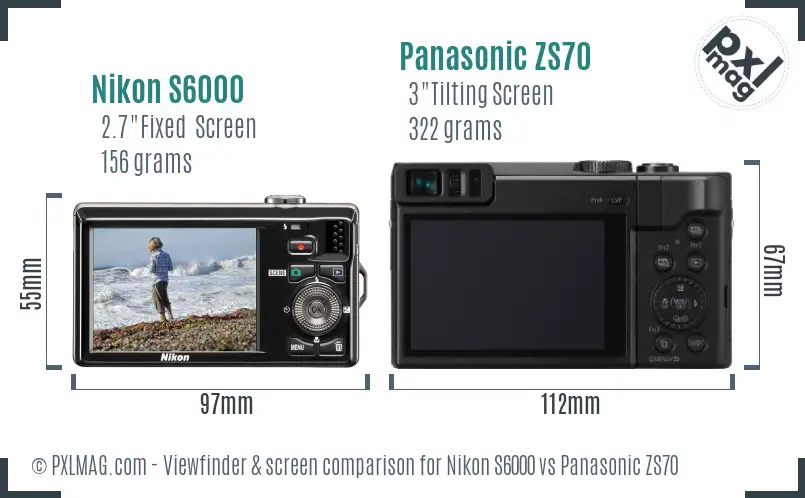 Nikon S6000 vs Panasonic ZS70 Screen and Viewfinder comparison Nikon S6000 vs Panasonic ZS70 Screen and Viewfinder comparison