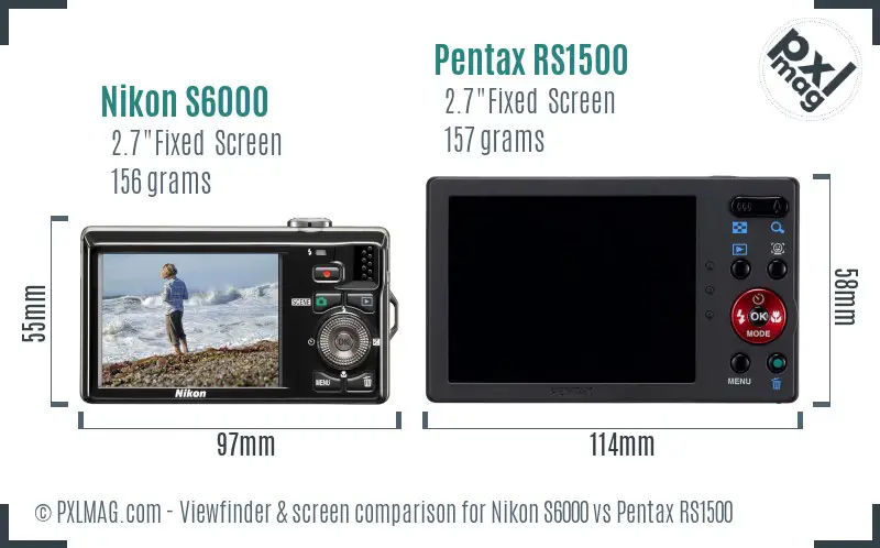Nikon S6000 vs Pentax RS1500 Screen and Viewfinder comparison Nikon S6000 vs Pentax RS1500 Screen and Viewfinder comparison