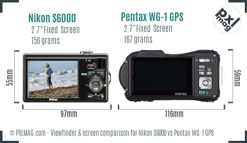 Nikon S6000 vs Pentax WG-1 GPS Screen and Viewfinder comparison