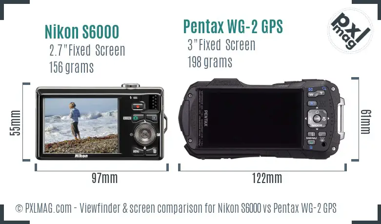 Nikon S6000 vs Pentax WG-2 GPS Screen and Viewfinder comparison