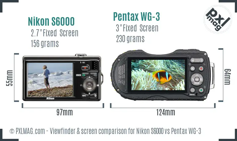 Nikon S6000 vs Pentax WG-3 Screen and Viewfinder comparison Nikon S6000 vs Pentax WG-3 Screen and Viewfinder comparison