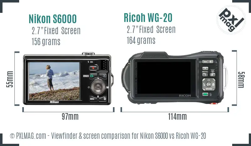 Nikon S6000 vs Ricoh WG-20 Screen and Viewfinder comparison Nikon S6000 vs Ricoh WG-20 Screen and Viewfinder comparison