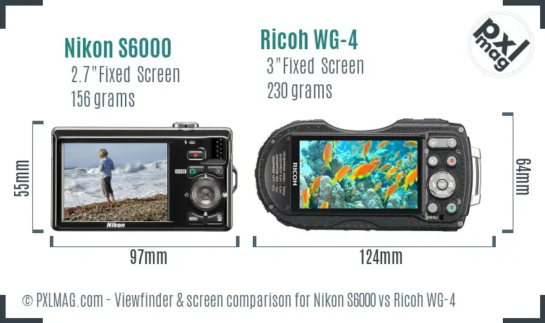 Nikon S6000 vs Ricoh WG-4 Screen and Viewfinder comparison Nikon S6000 vs Ricoh WG-4 Screen and Viewfinder comparison