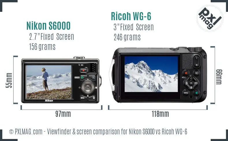 Nikon S6000 vs Ricoh WG-6 Screen and Viewfinder comparison Nikon S6000 vs Ricoh WG-6 Screen and Viewfinder comparison