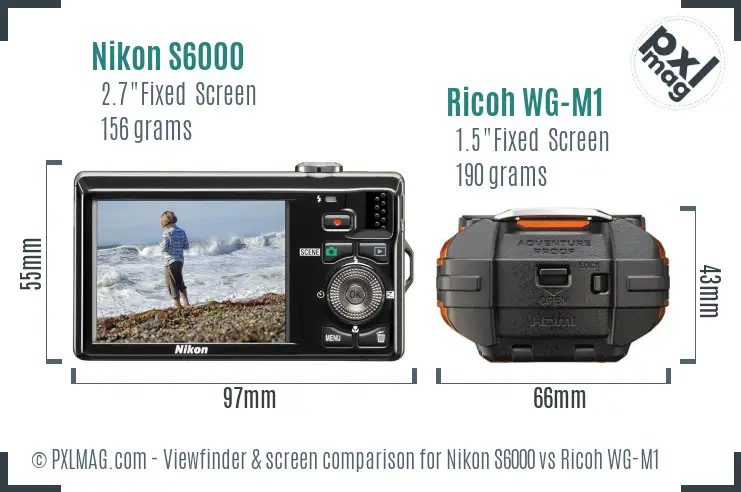 Nikon S6000 vs Ricoh WG-M1 Screen and Viewfinder comparison