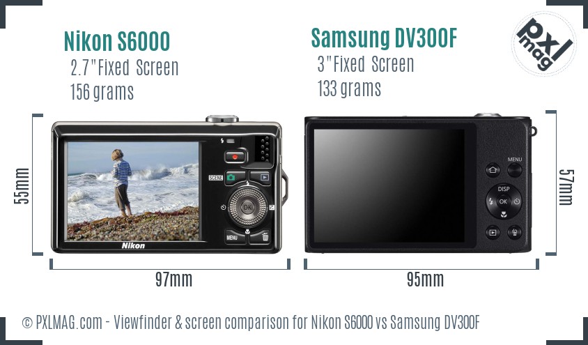 Nikon S6000 vs Samsung DV300F Screen and Viewfinder comparison