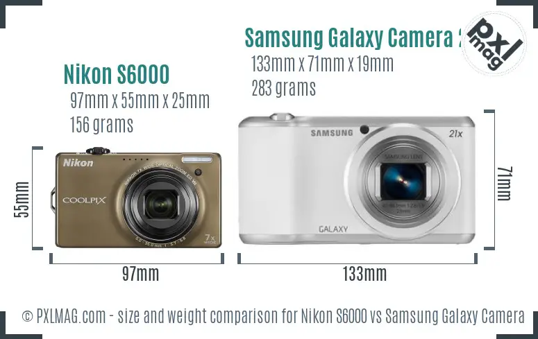 Nikon S6000 vs Samsung Galaxy Camera 2 size comparison