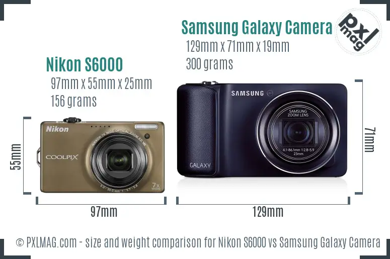 Nikon S6000 vs Samsung Galaxy Camera size comparison