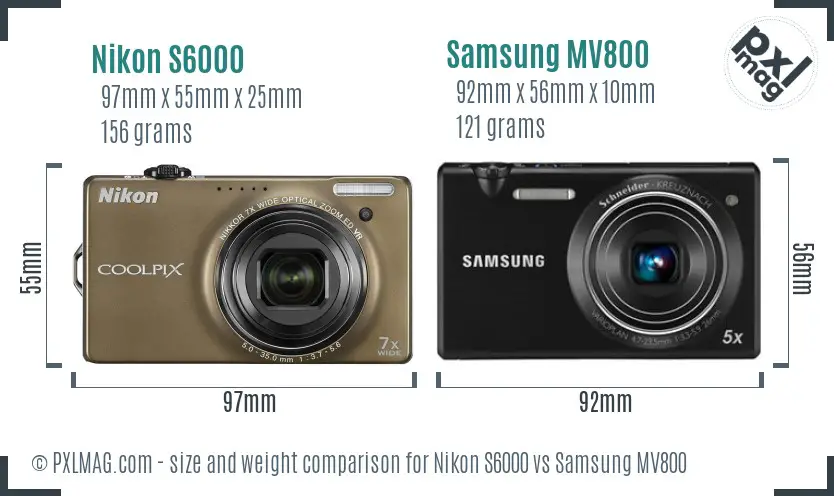 Nikon S6000 vs Samsung MV800 size comparison Nikon S6000 vs Samsung MV800 size comparison